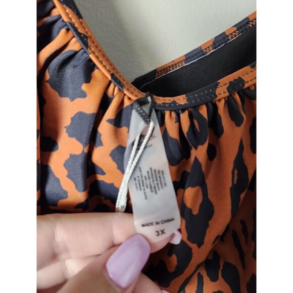 Coral Tropics One Piece Swimsuit Plus Size 3X Animal Print Ruffle Open Sides - Picture 4 of 6